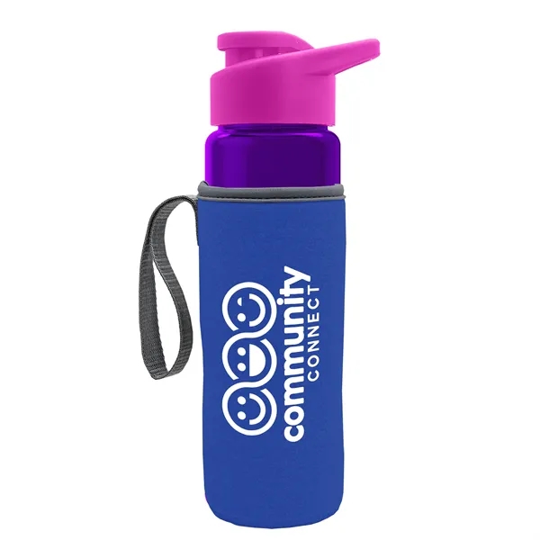 24 oz. Transparent Sports bottle with drink-thru lid  & Caddy... from ASI 40480 Koozie Group