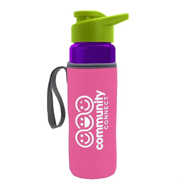 24 oz. Transparent Sports bottle with drink-thru lid  & Caddy... from ASI 40480 Koozie Group