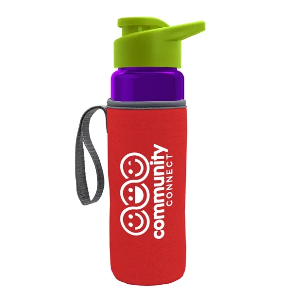 24 oz. Transparent Sports bottle with drink-thru lid  & Caddy... from ASI 40480 Koozie Group