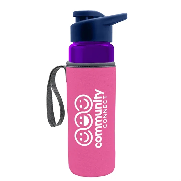 24 oz. Transparent Sports bottle with drink-thru lid  & Caddy... from ASI 40480 Koozie Group