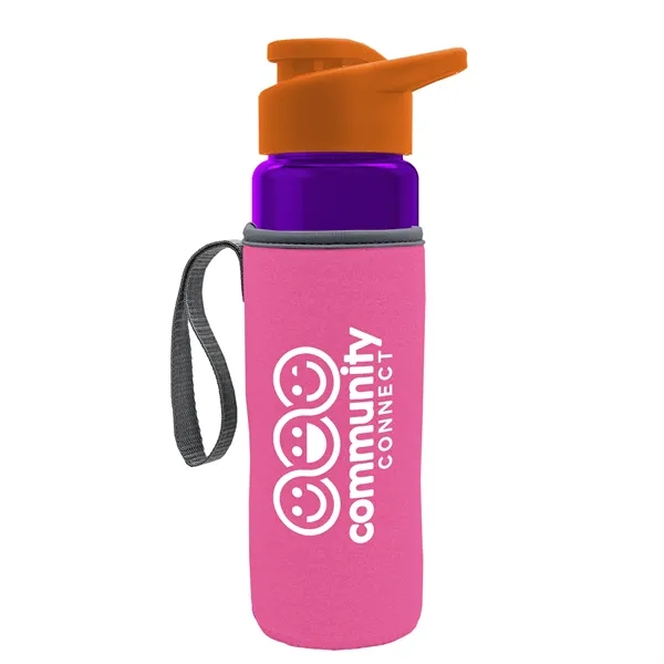 24 oz. Transparent Sports bottle with drink-thru lid  & Caddy... from ASI 40480 Koozie Group