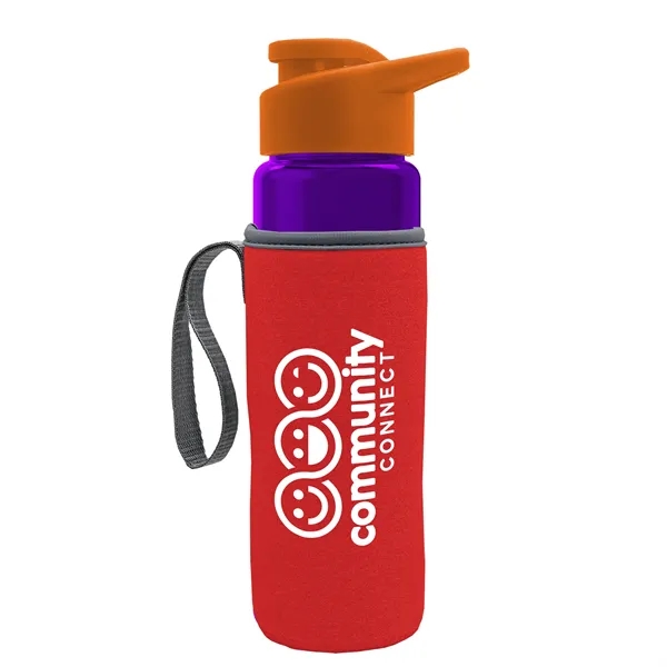24 oz. Transparent Sports bottle with drink-thru lid  & Caddy... from ASI 40480 Koozie Group