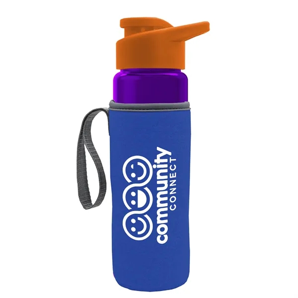 24 oz. Transparent Sports bottle with drink-thru lid  & Caddy... from ASI 40480 Koozie Group