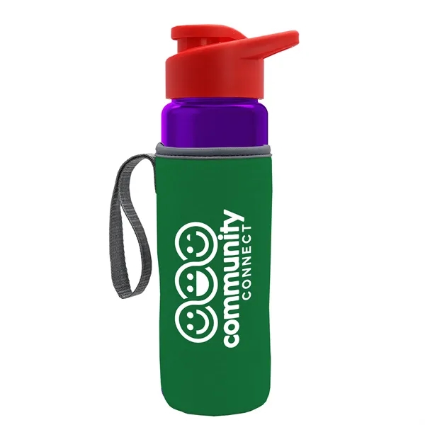 24 oz. Transparent Sports bottle with drink-thru lid  & Caddy... from ASI 40480 Koozie Group