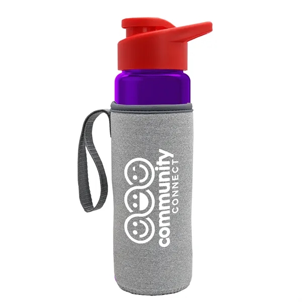 24 oz. Transparent Sports bottle with drink-thru lid  & Caddy... from ASI 40480 Koozie Group