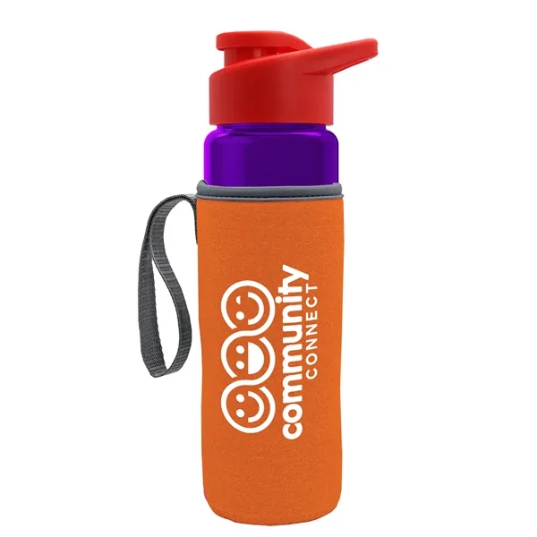 24 oz. Transparent Sports bottle with drink-thru lid  & Caddy... from ASI 40480 Koozie Group
