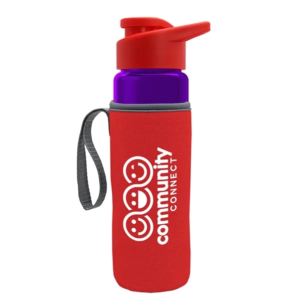 24 oz. Transparent Sports bottle with drink-thru lid  & Caddy... from ASI 40480 Koozie Group