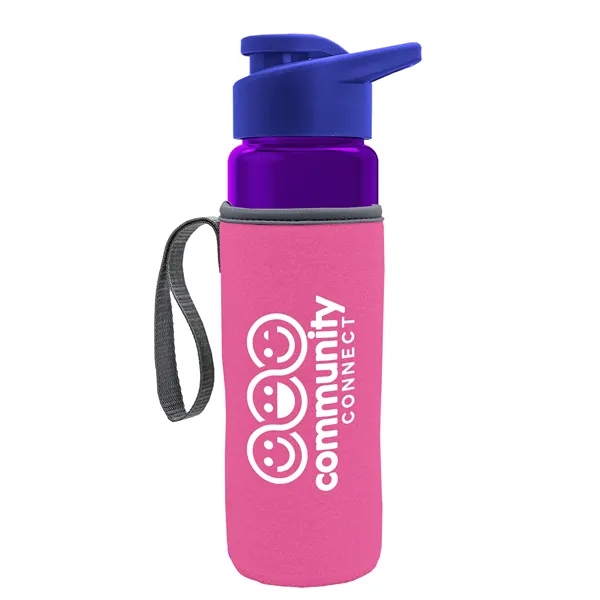 24 oz. Transparent Sports bottle with drink-thru lid  & Caddy... from ASI 40480 Koozie Group
