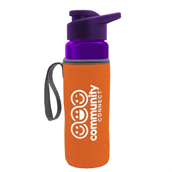 24 oz. Transparent Sports bottle with drink-thru lid  & Caddy... from ASI 40480 Koozie Group