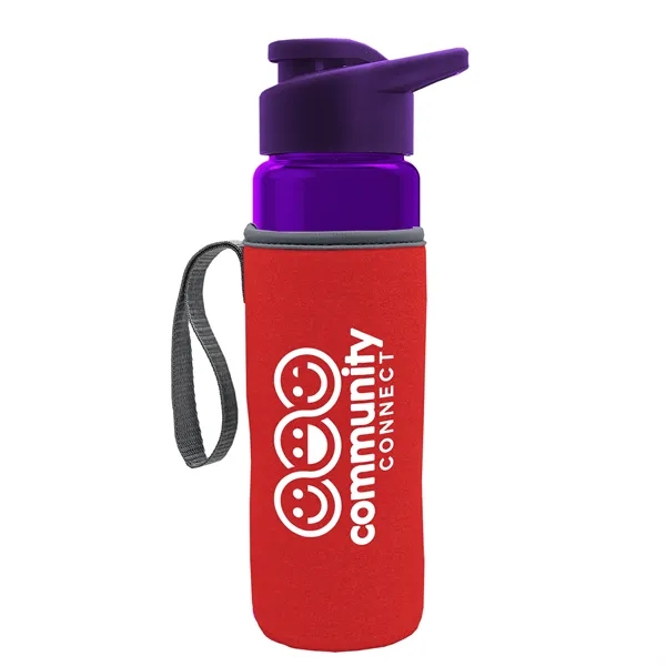 24 oz. Transparent Sports bottle with drink-thru lid  & Caddy... from ASI 40480 Koozie Group