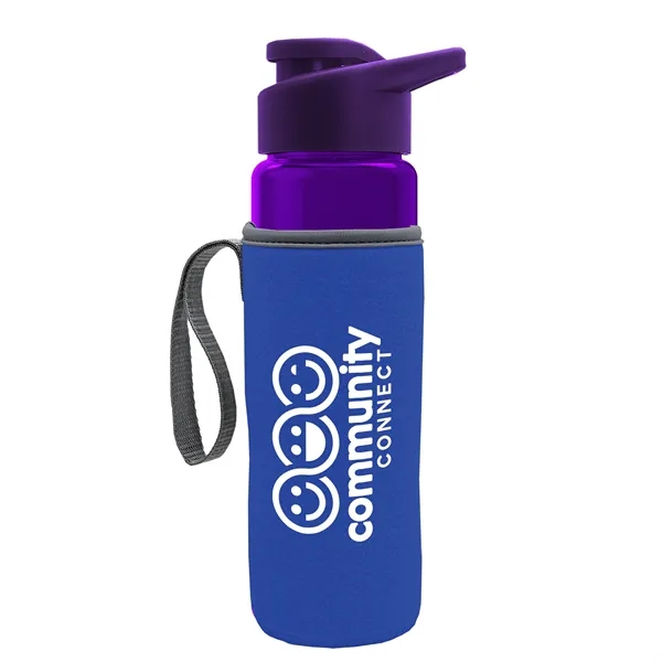 24 oz. Transparent Sports bottle with drink-thru lid  & Caddy... from ASI 40480 Koozie Group