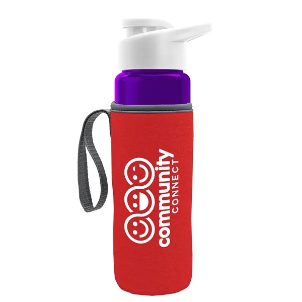 24 oz. Transparent Sports bottle with drink-thru lid  & Caddy... from ASI 40480 Koozie Group