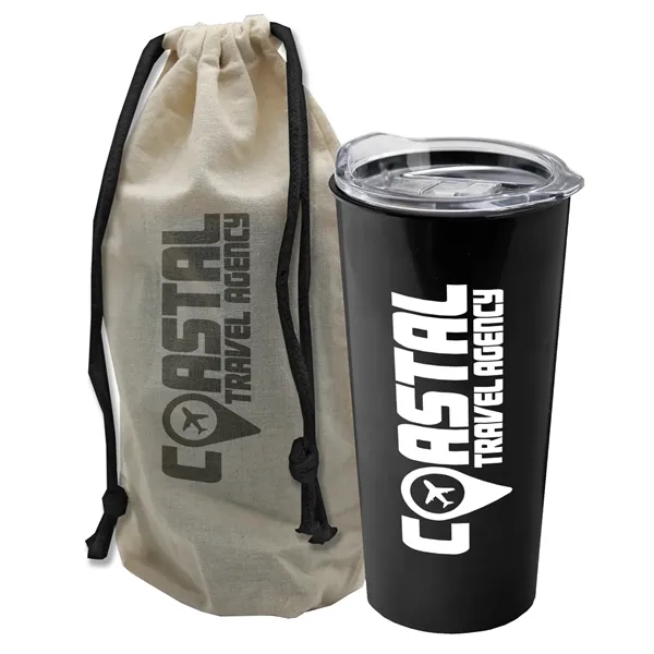 18 oz Explorer Metalike Tumbler with Slide-Lid in a Reusable Cotton... from ASI 40480 Koozie Group