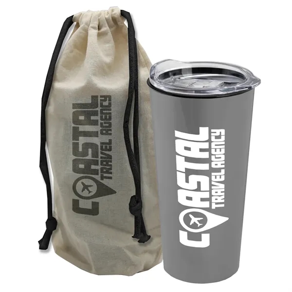 18 oz Explorer Metalike Tumbler with Slide-Lid in a Reusable Cotton... from ASI 40480 Koozie Group