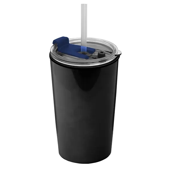 14 oz. Metallic Tumbler with 2-in-1 Flip and Straw lid. Top... from ASI 40480 Koozie Group