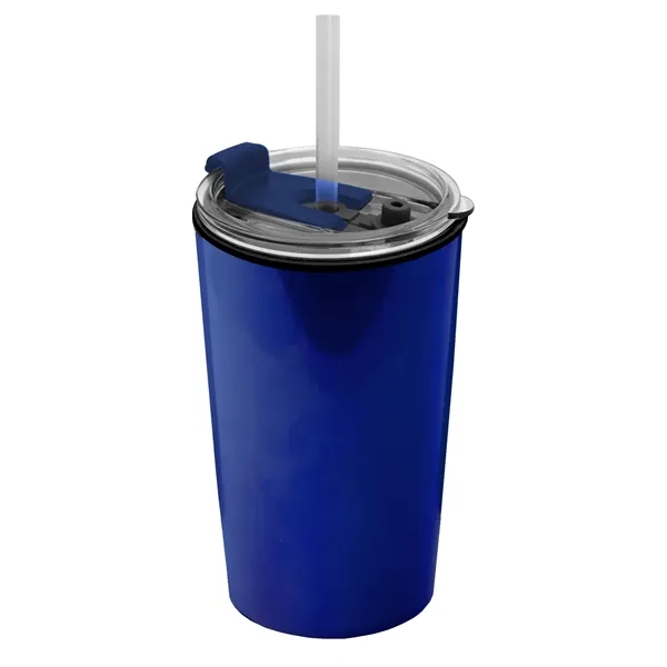 14 oz. Metallic Tumbler with 2-in-1 Flip and Straw lid. Top... from ASI 40480 Koozie Group