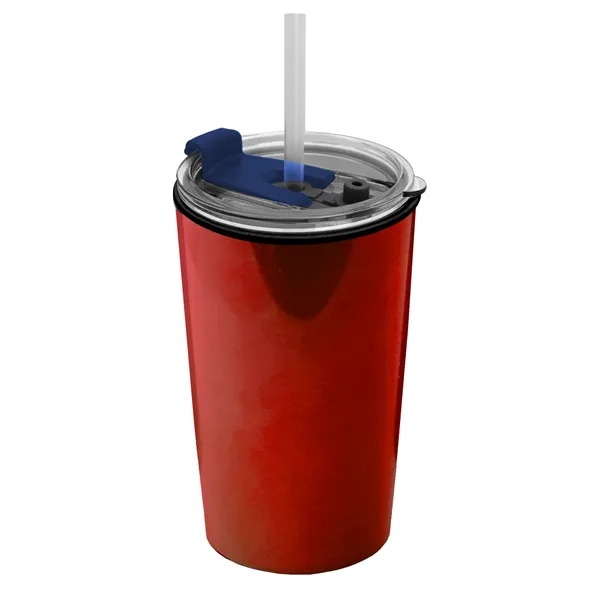14 oz. Metallic Tumbler with 2-in-1 Flip and Straw lid. Top... from ASI 40480 Koozie Group