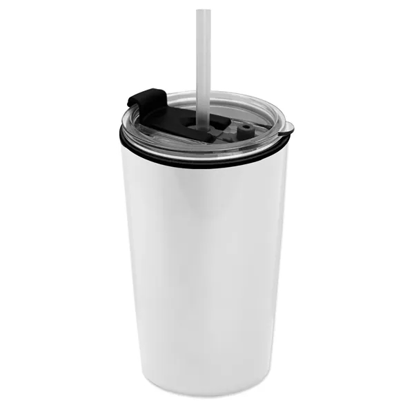 14 oz. Metallic Tumbler with 2-in-1 Flip and Straw lid. Top... from ASI 40480 Koozie Group