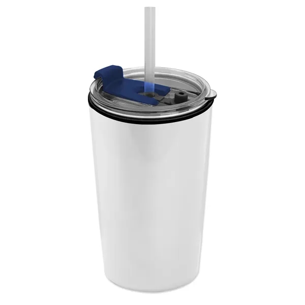 14 oz. Metallic Tumbler with 2-in-1 Flip and Straw lid. Top... from ASI 40480 Koozie Group