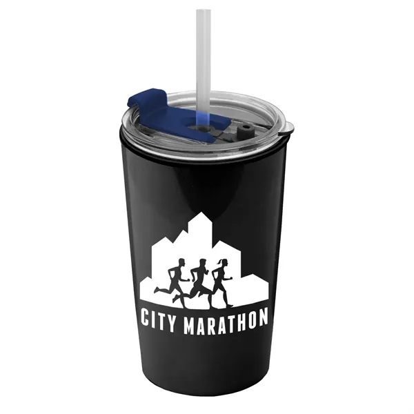 14 oz. Metallic Tumbler with 2-in-1 Flip and Straw lid. Top... from ASI 40480 Koozie Group