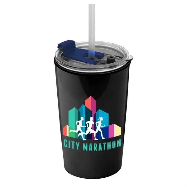 14 oz. Metallic Tumbler with 2-in-1 Flip and Straw lid. Top... from ASI 40480 Koozie Group