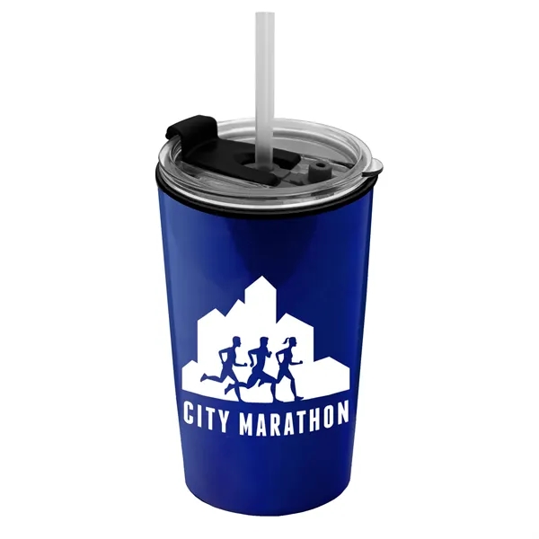 14 oz. Metallic Tumbler with 2-in-1 Flip and Straw lid. Top... from ASI 40480 Koozie Group