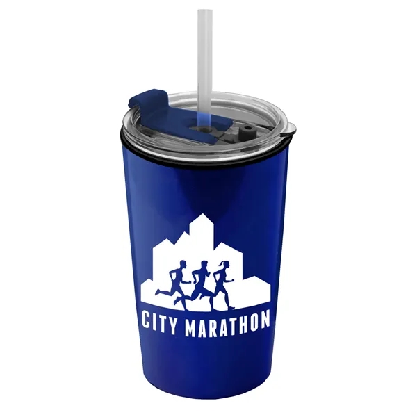 14 oz. Metallic Tumbler with 2-in-1 Flip and Straw lid. Top... from ASI 40480 Koozie Group