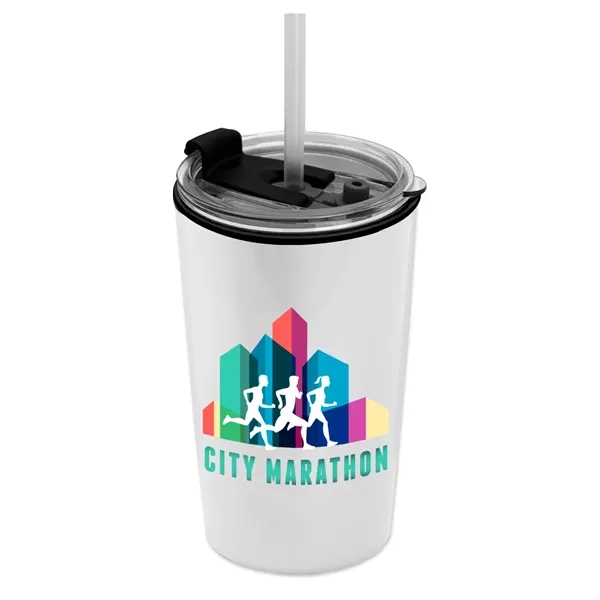 14 oz. Metallic Tumbler with 2-in-1 Flip and Straw lid. Top... from ASI 40480 Koozie Group