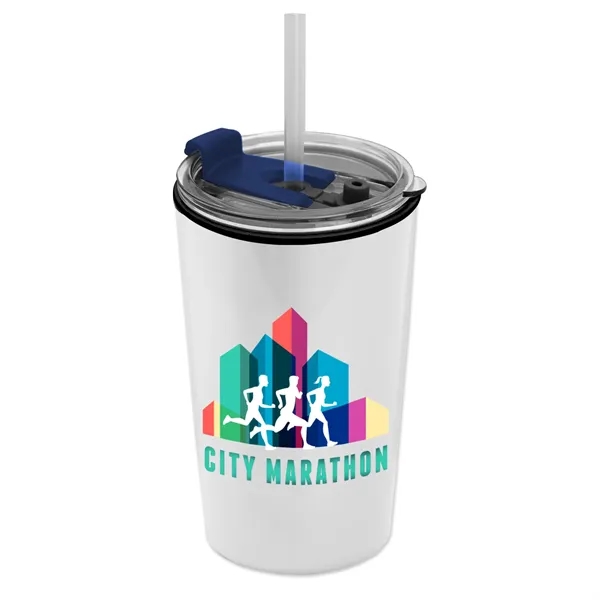 14 oz. Metallic Tumbler with 2-in-1 Flip and Straw lid. Top... from ASI 40480 Koozie Group