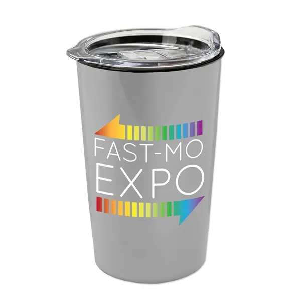 New 14 oz. Metalike Sentinel Tumbler with Clear Slide-Lid. Double-Wall Insulated... from ASI 40480 Koozie Group