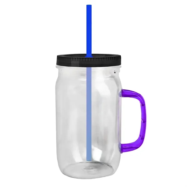 27 oz Mason Jar with Handle, straw and screw-on lid. Measurements... from ASI 40480 Koozie Group