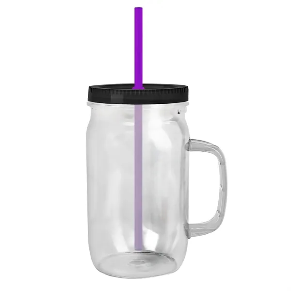 27 oz Mason Jar with Handle, straw and screw-on lid. Measurements... from ASI 40480 Koozie Group