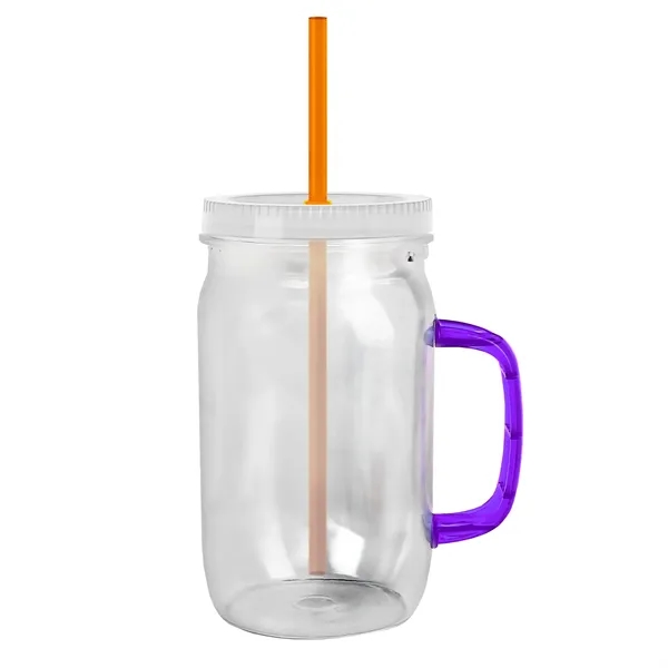 27 oz Mason Jar with Handle, straw and screw-on lid. Measurements... from ASI 40480 Koozie Group