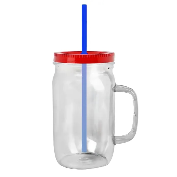 27 oz Mason Jar with Handle, straw and screw-on lid. Measurements... from ASI 40480 Koozie Group