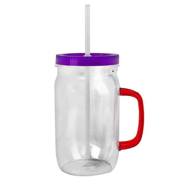 27 oz Mason Jar with Handle, straw and screw-on lid. Measurements... from ASI 40480 Koozie Group