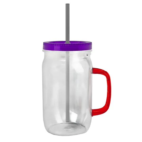 27 oz Mason Jar with Handle, straw and screw-on lid. Measurements... from ASI 40480 Koozie Group