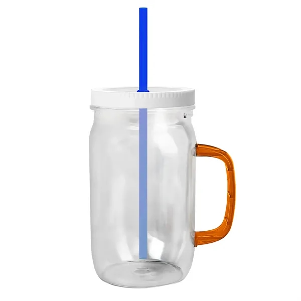 27 oz Mason Jar with Handle, straw and screw-on lid. Measurements... from ASI 40480 Koozie Group