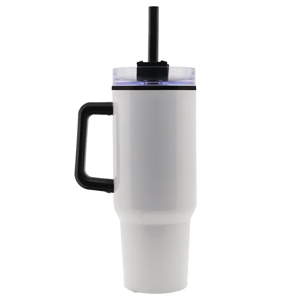 40 oz. Extra Large Stainless Steel Mug with Handle and Straw... from ASI 40480 Koozie Group