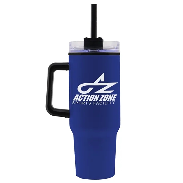 40 oz. Extra Large Stainless Steel Mug with Handle and Straw... from ASI 40480 Koozie Group