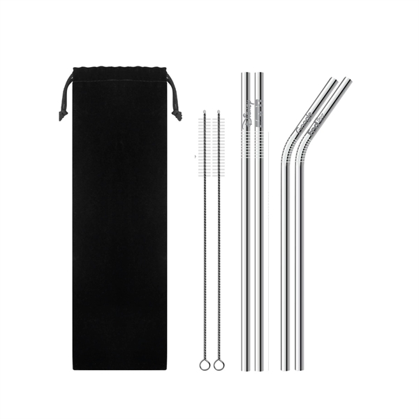 Stainless steel straw set with 2 straight and 2 bent straws,... from ASI 30250 AZX Sport USA