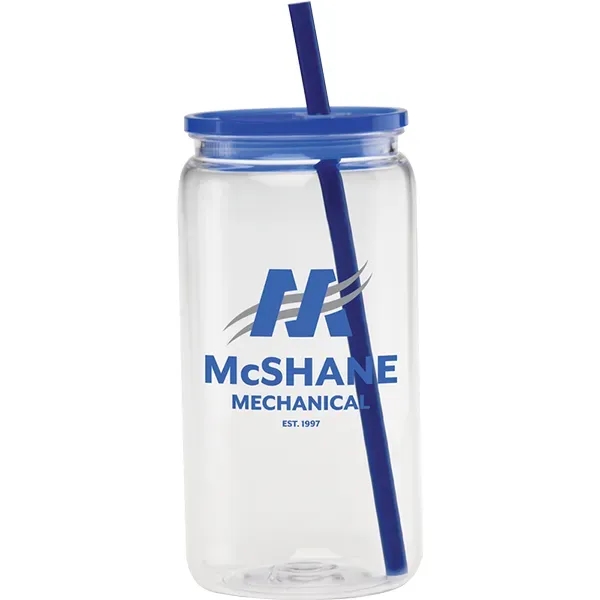 Clear plastic body cup with color coordinated lid and straw and... from ASI 71920 Moderne Glass Company Inc / Glass America®