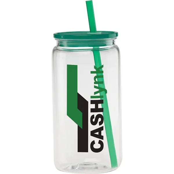 Clear plastic body cup with color coordinated lid and straw and... from ASI 71920 Moderne Glass Company Inc / Glass America®
