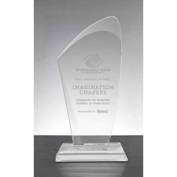 Glass Caspian Award With Optically Perfect Base.... from ASI 71920 Moderne Glass Company Inc / Glass America®