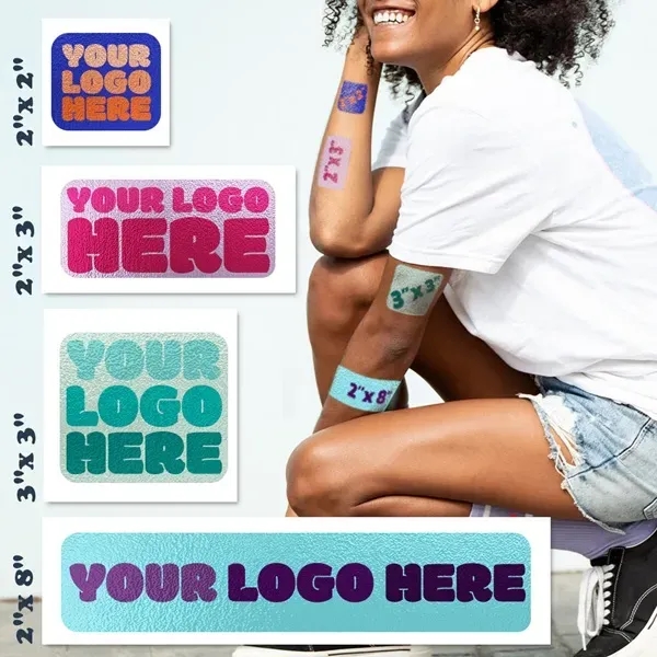 2" x 2" reveal temporary tattoos print CMYK, with 1-color imprint... from ASI 43530 California Tattoos