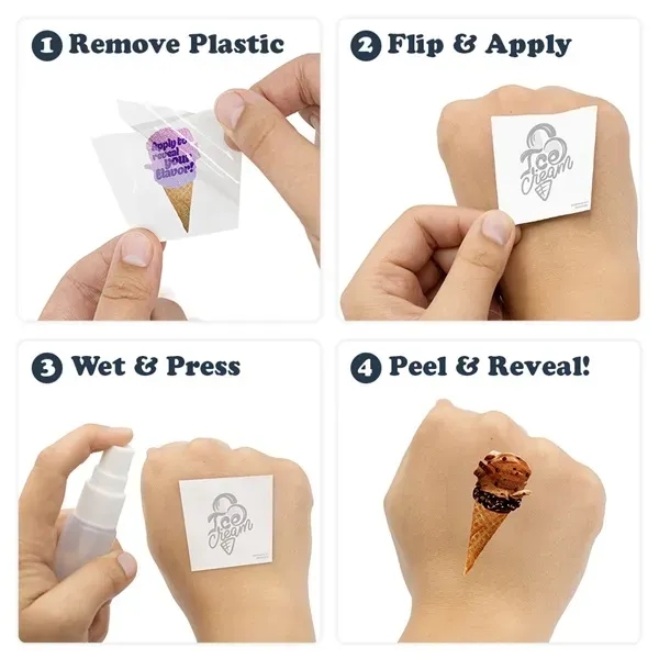 2" x 2" reveal temporary tattoos print CMYK, with 1-color imprint... from ASI 43530 California Tattoos