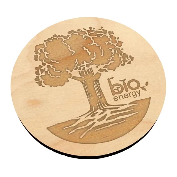 Birch wood coaster with 1/4" thickness and laser etched graphics.... from ASI 72521 Morris Magnets / Laser Cuts