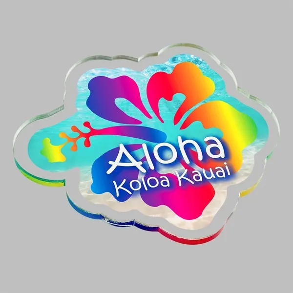 Custom shaped, 1/8" thick acrylic plastic magnets with full color imprinting;... from ASI 72521 Morris Magnets / Laser Cuts