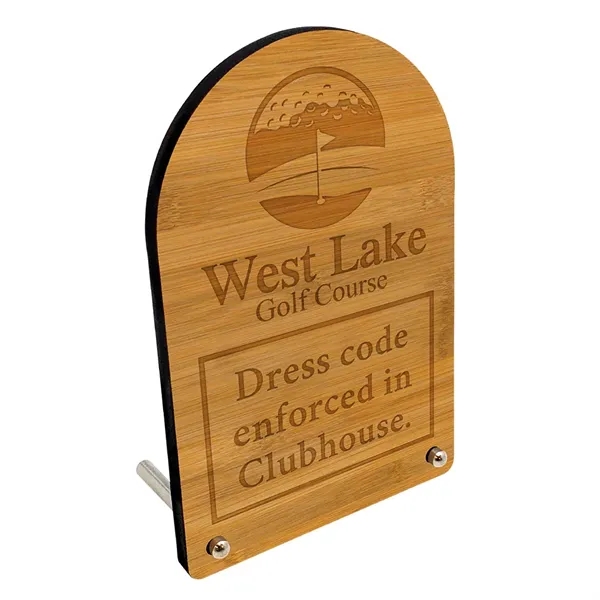 1/4" bamboo desk plaque with posts and laser etched graphics.... from ASI 72521 Morris Magnets