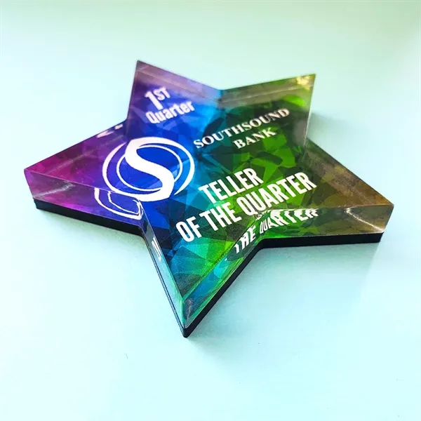 Custom acrylic paperweights with 1/8" black acrylic backing.... from ASI 72521 Morris Magnets / Laser Cuts