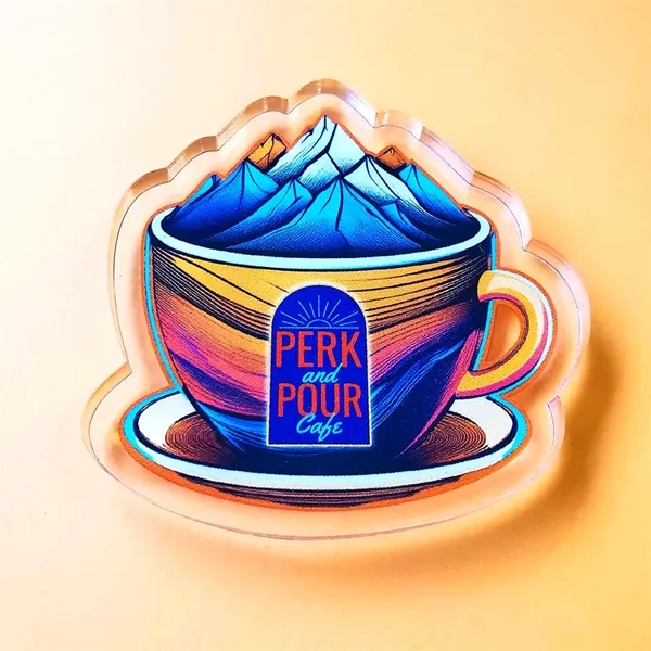 Custom shaped, 1/4" thick acrylic plastic magnets with full color imprinting;... from ASI 72521 Morris Magnets / Laser Cuts